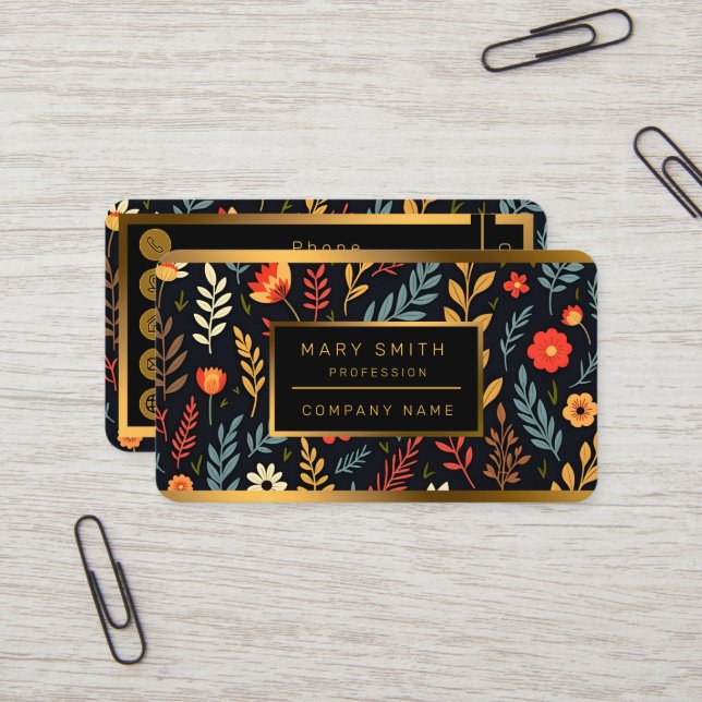 Floral Vintage Beautiful Popular Collection Business Card (Front/Back In Situ)