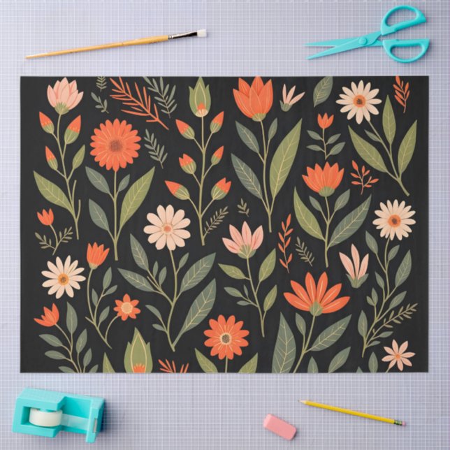 Floral Vintage Beautiful Trendy Collection Tissue Paper (Craft)