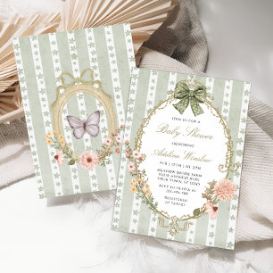 Floral Vintage Boho Sage Baby Shower Invitation