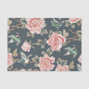 Floral Vintage Chinoiserie Pink Decoupage  Tissue  Tissue Paper