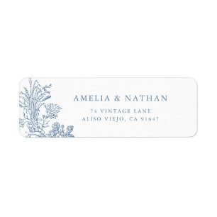 Floral Vintage Dusty Blue Wedding Return Address Label