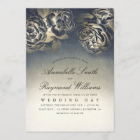 Floral Vintage Eclectic Blue and Gold Wedding