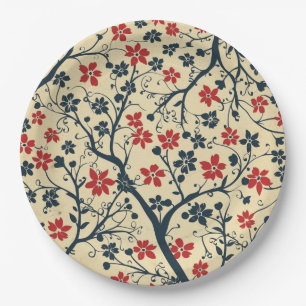 Floral Vintage Elegant 4th July Paper Plate
