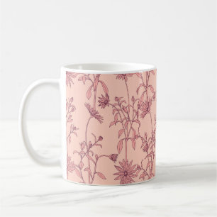 Floral vintage elements, seamless background. coffee mug