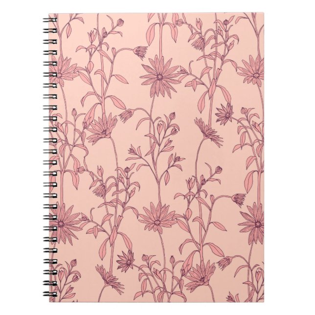 Floral vintage elements, seamless background. notebook (Front)