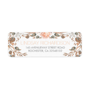 Floral Vintage Fall Woodland Garden Wedding Return Address Label