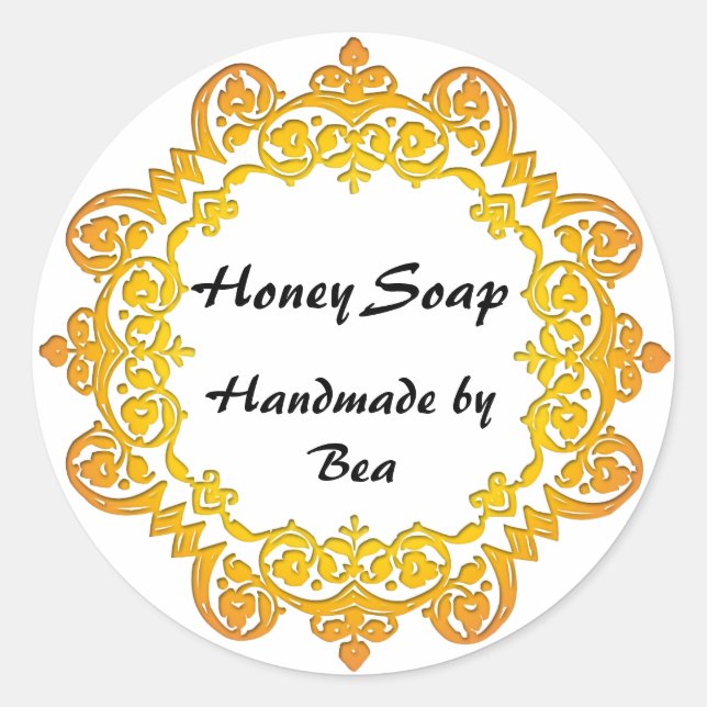 Floral Vintage Handmade Soap Labels Yellow (Front)