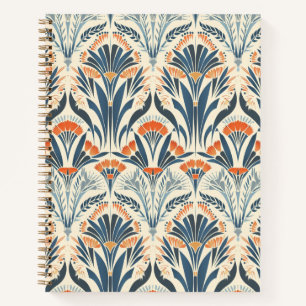 Floral Vintage-Inspired Art Deco Spiral Notebook