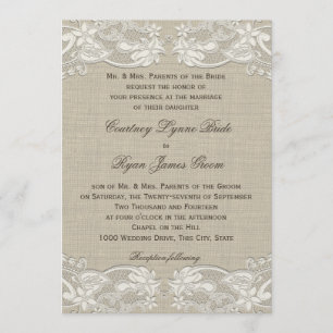 Floral Vintage Lace Design Wedding Invitation