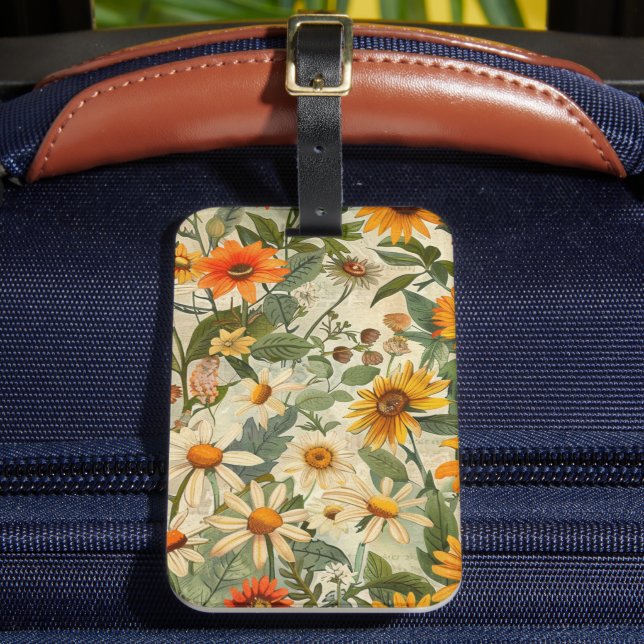 Floral Vintage Luggage Tag (Front Insitu 2)
