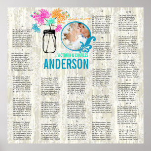 Floral Vintage Modern Mason Jar Seating Chart