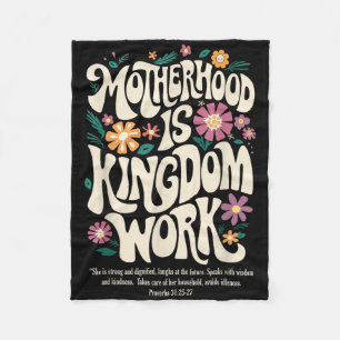 Floral Vintage Motherhood Is Kingdom Work Mama Mot Fleece Blanket
