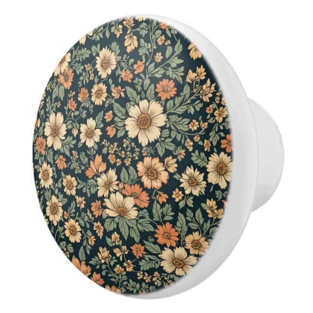 Floral vintage pattern  ceramic knob (Right)
