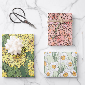 Floral vintage patterns wrapping paper sheet