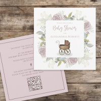 Floral Vintage Pink Floral QR Code Social Media
