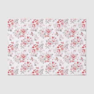 Floral Vintage Red Winter Roses Pattern Tissue Paper