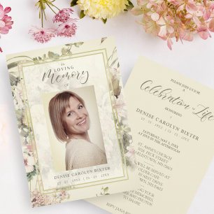Floral Vintage Romantic Memorial Funeral Card