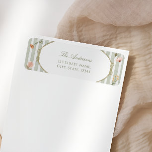 Floral Vintage Sage Baby Shower Return Address Label