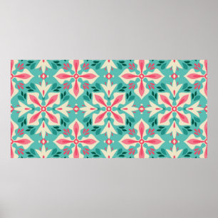 Floral vintage seamless pattern poster