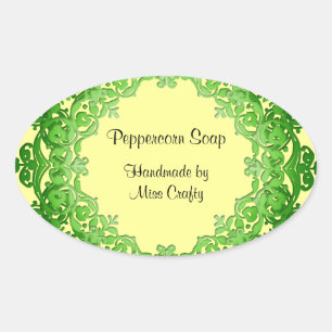 Floral Vintage Soap or Canning Labels Green