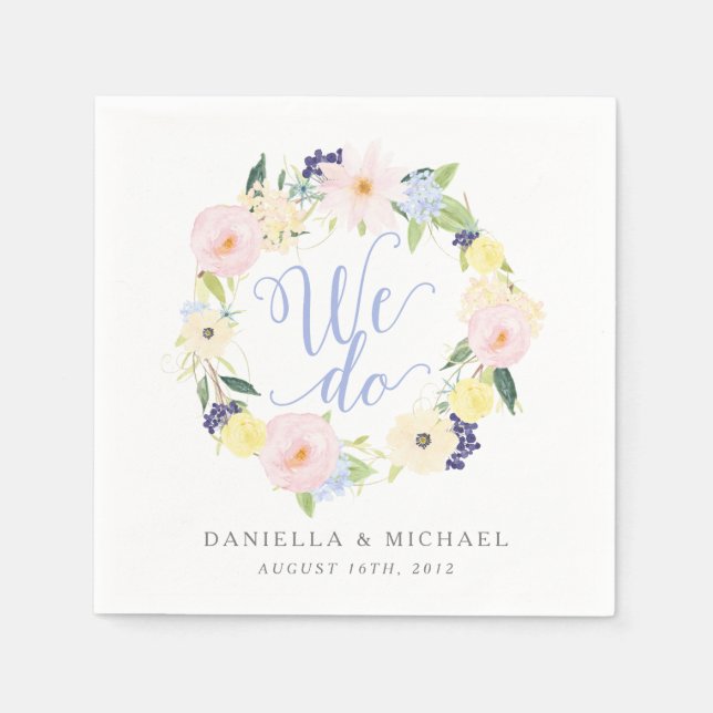Floral Vintage Spring Wedding Custom Napkin (Front)