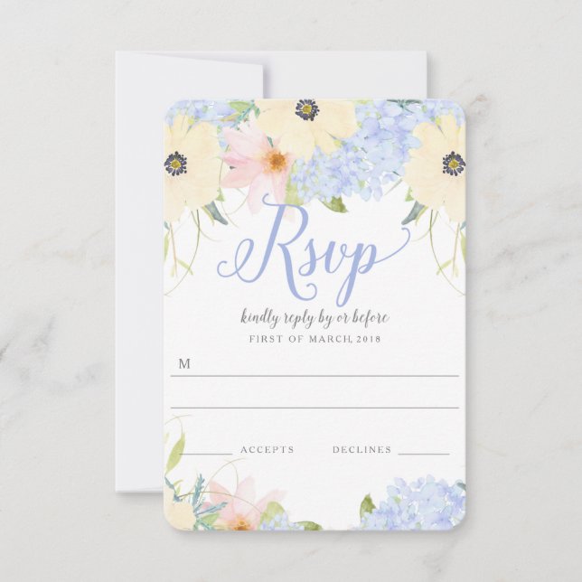 Floral Vintage Spring Wedding RSVP Card (Front)