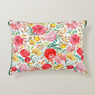 Floral Vintage Style Flowers and Meadow Grass    Decorative Cushion