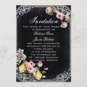 floral vintage typography Chalkboard wedding Invitation