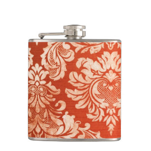 Floral vintage wallpaper background hip flask