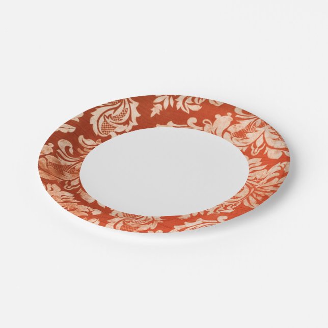 Floral vintage wallpaper background paper plate (Angled)