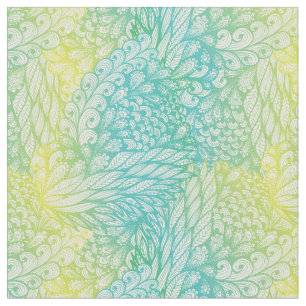 Floral Vintage Yellow And Blue Gradient Fabric