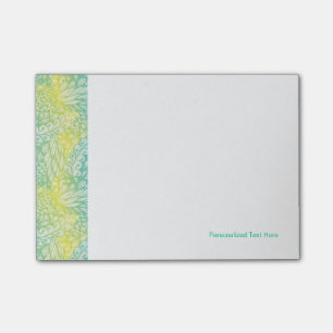 Floral Vintage Yellow And Blue Gradient Post-it Notes
