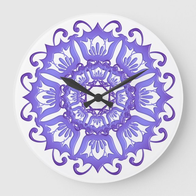 Floral violet mandala. large clock (Front)