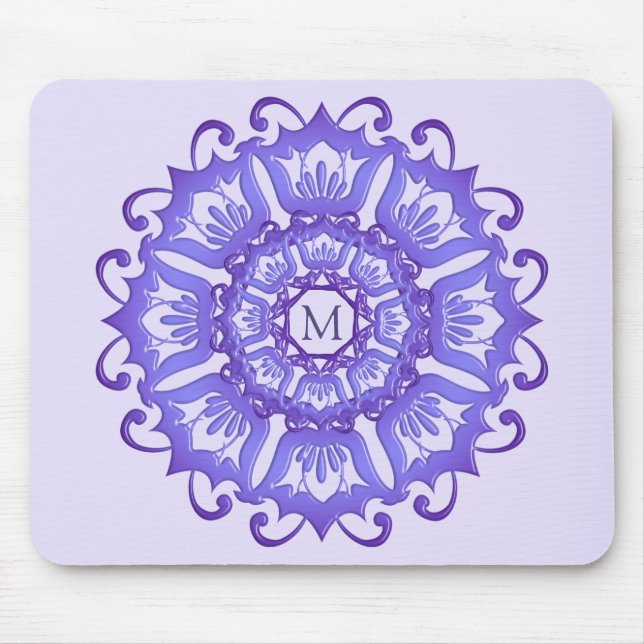 Floral violet mandala. Monogram. Mouse Pad (Front)