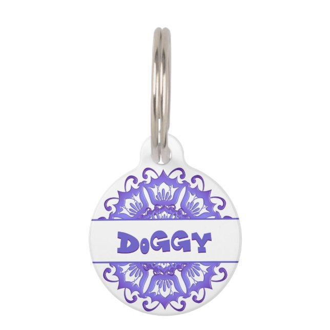 Floral Violet Mandala Pet Tag (Front)