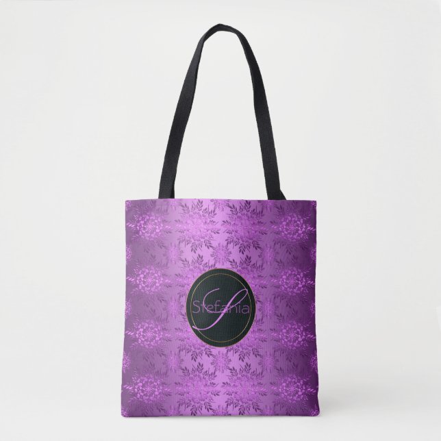 Floral violet pattern.Monogram. Tote Bag (Front)