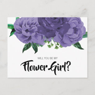 Floral Violet Purple Be My Flower Girl Postcard