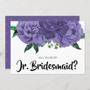Floral Violet Purple Be My Junior Bridesmaid Card
