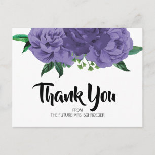 Floral Violet Purple Bridal Shower Thank You Card