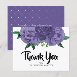 Floral Violet Purple Bridal Shower Thank You Card