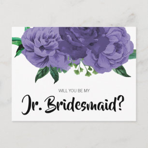 Floral Violet Purple Junior Bridesmaid Postcard