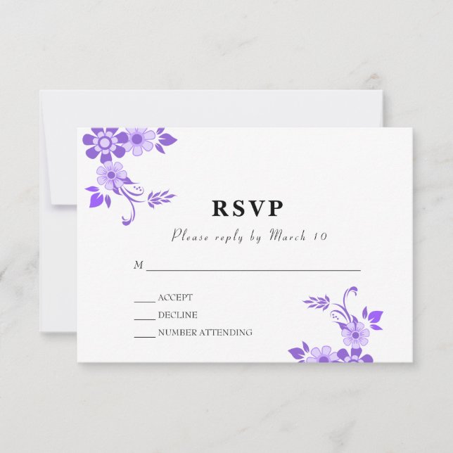 Floral Violet RSVP Card (Front)