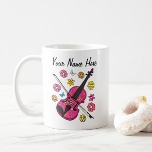 Floral Violin Flowers Violinist Musician Custom Coffee Mug