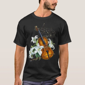 Floral Violin  Lilies Flower  T-Shirt