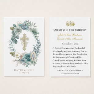 Floral Virgin Mary Catholic Wedding Prayer Card