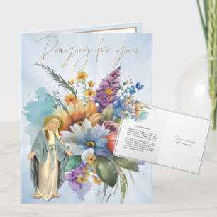 Floral VIRGIN MARY Memorare Prayer Card