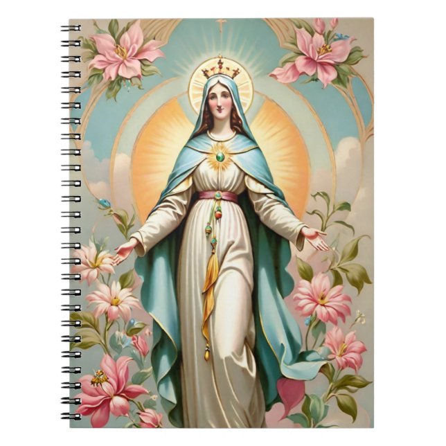Floral Virgin Mary Notebook (Front)
