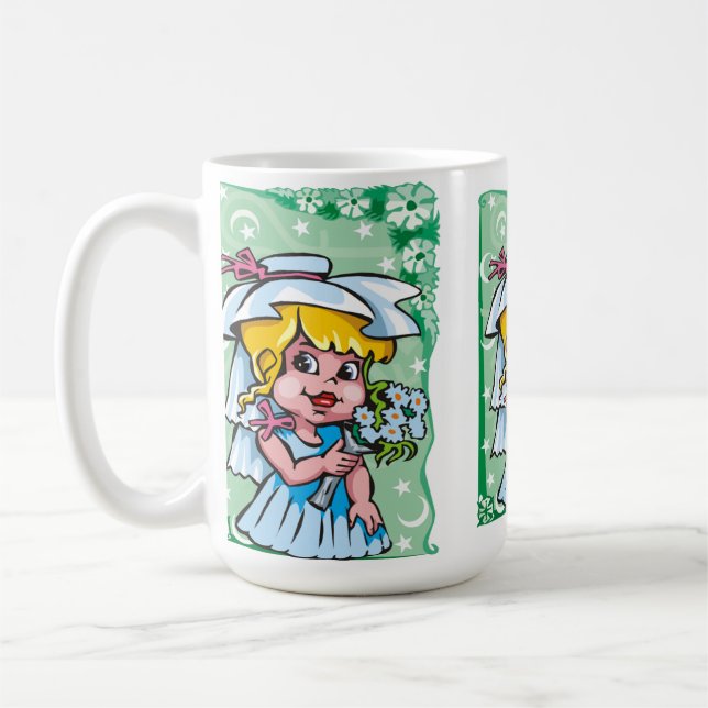 Floral Virgo with white flowers Coffee Mug (Left)