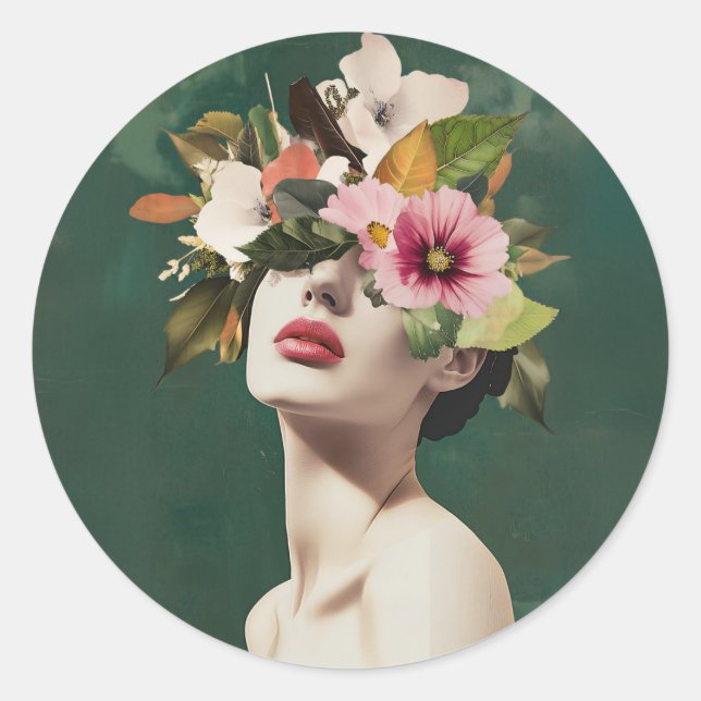 Floral Visions Classic Round Sticker (Front)