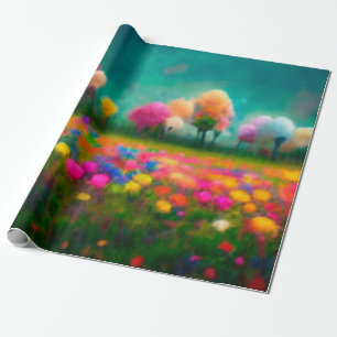 Floral vivid colours pattern Wrapping Paper